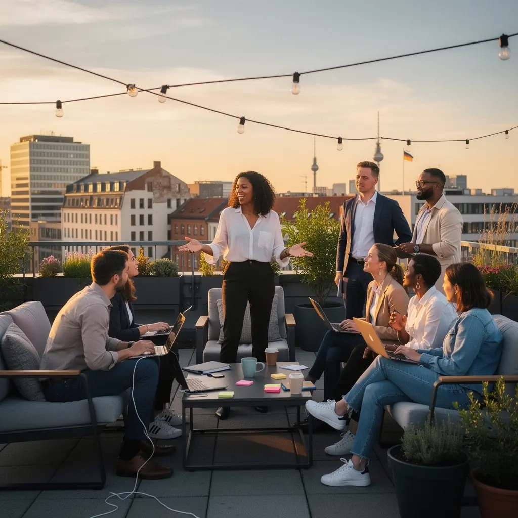Teilnehmer einer Podiumsdiskussion hören aufmerksam zu und machen Notizen während eines Vortrags.